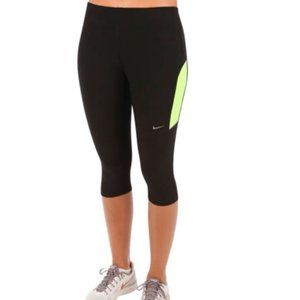 Women’s Nike Running Black and Yellow Capris, S